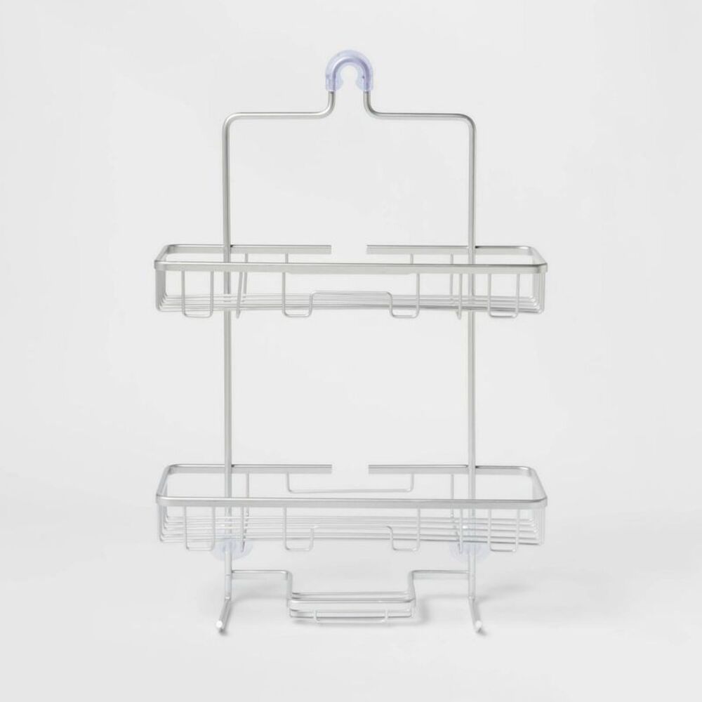 Made By Design - Wide Rustproof Shower Caddy with Lock Top Aluminum Silver